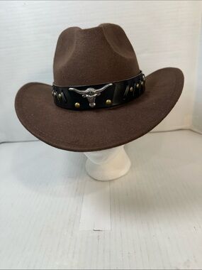 Brown Western Cowboy Hat with Studded Leather Band